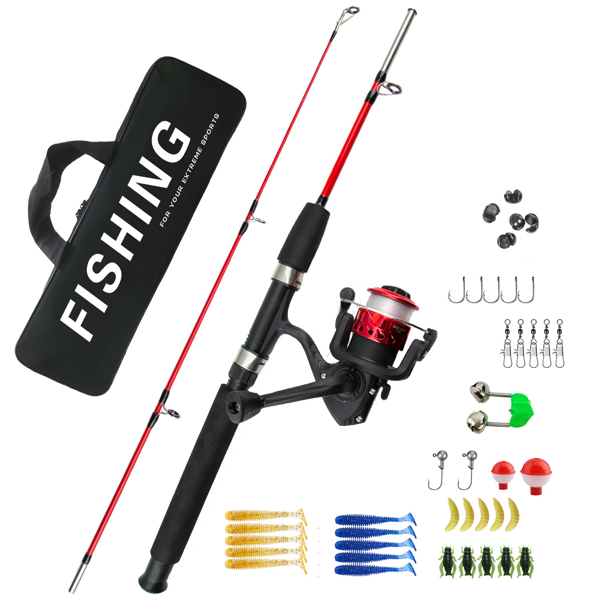 Ice Fishing Reel - ชุดคันเบ็ดตกปลาน้ำแข็ง 2 ท่อน สำหรับผู้เริ่มต้น คันเบ็ดตกปลาทะเลแบบสปินนิ่ง สำหรับเหยื่อปลอม