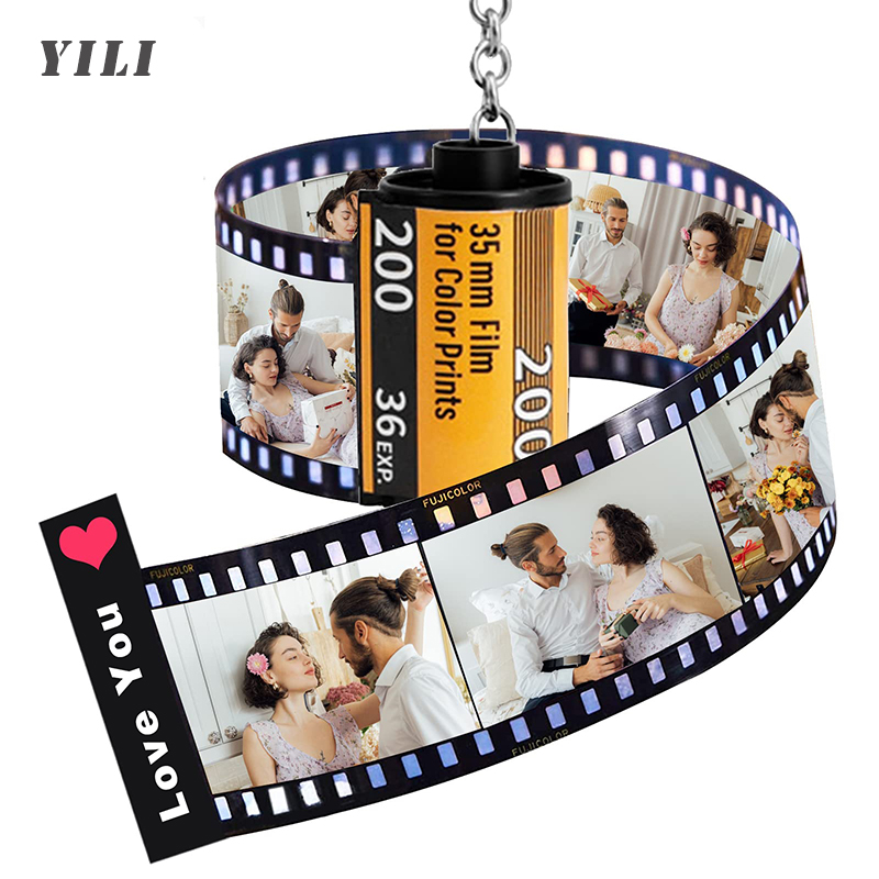 Conventional Reel - พวงกุญแจม้วนฟิล์มกล้องถ่ายรูปพร้อมอัลบั้มรูปภาพแบบกำหนดเองได้ ของขวัญส่วนตัวพร้อมรูปภาพหลายรูป