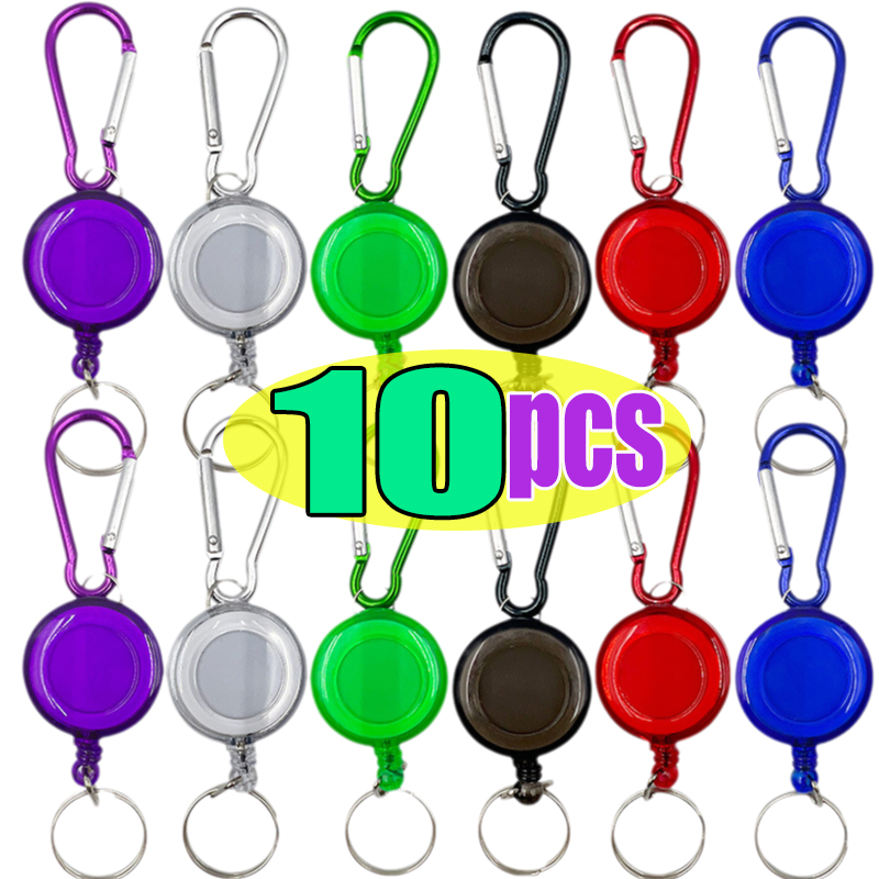 Conventional Reel - 1/10pcs Retractable สายไฟเหล็กดึง Reel พวงกุญแจ BUCKLE